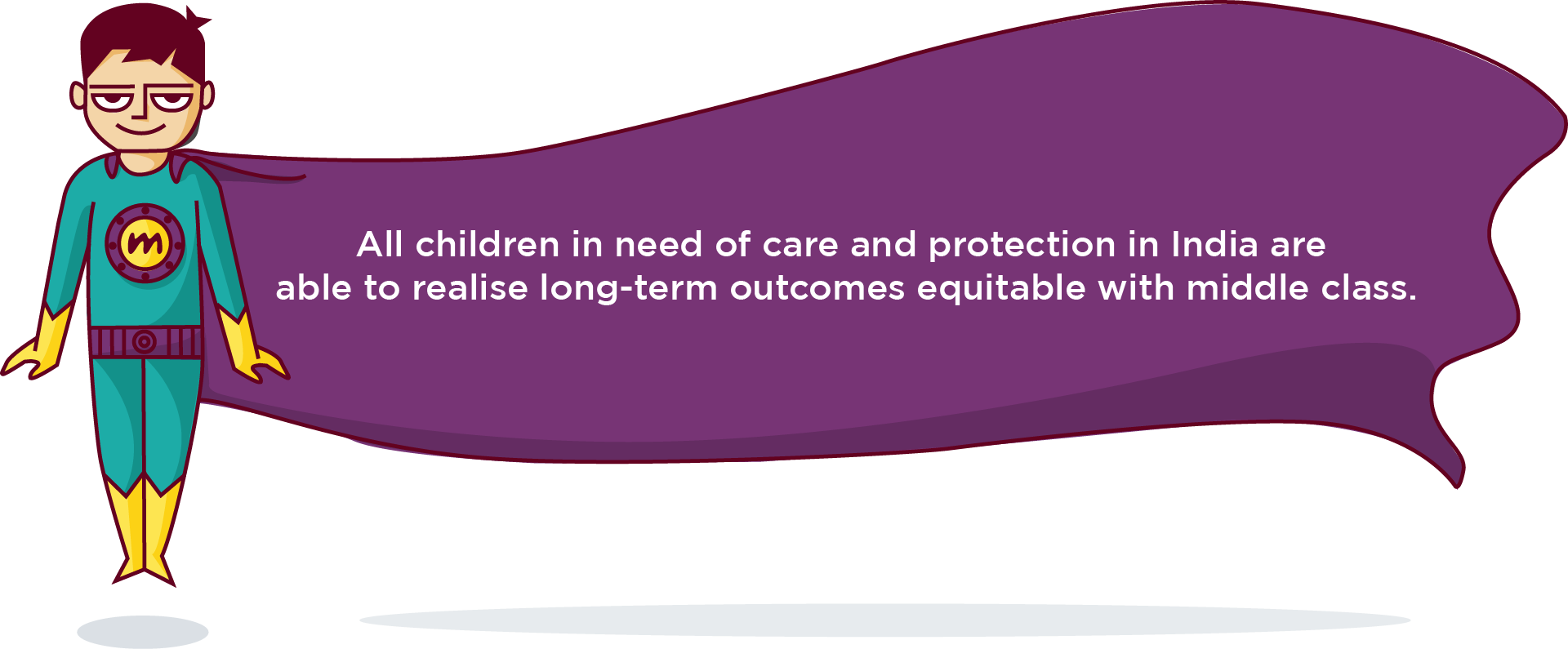 All children in need of care and protection in India are able to realise long-term outcomes equitable with middle class